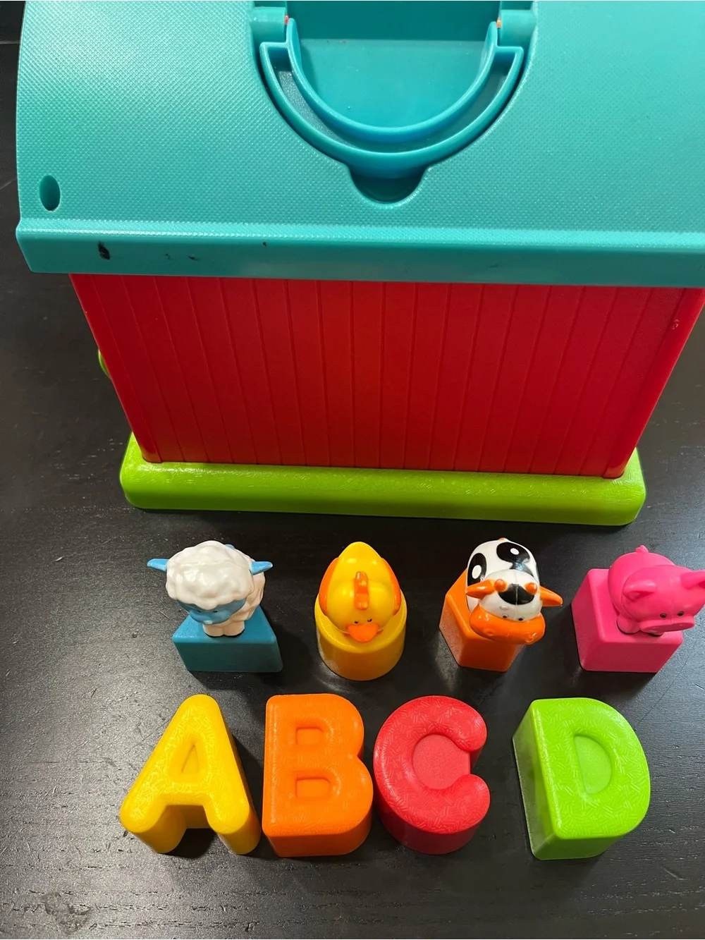 Infantino Shape Sorting Barn Complete ABC Cow Chicken Sheep Pig Sorter Toy